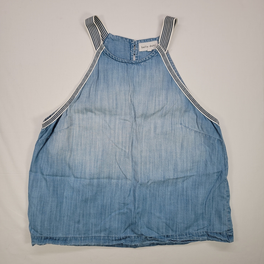 Bella Dahl Light Blue Denim Halter Top with Stripes